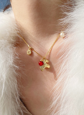 【徐海乔同款】莓拉「驮金载柿」马年元素轻奢多吊坠项链新年礼物