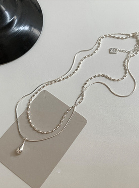 碎银珍珠结项链女轻奢百搭in冷淡风小众高级感锁骨链项饰品双层