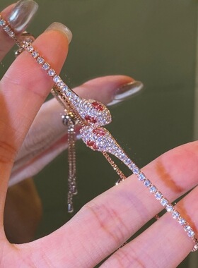 小绿蛇形满钻轻奢手镯女款2025新爆款独特设计手链小众高级感手饰