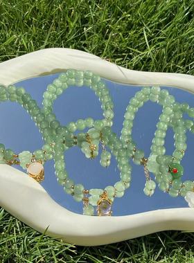 四叶草中国风手链仿东陵玉手链义乌配饰玻璃手链直播饰品批发串