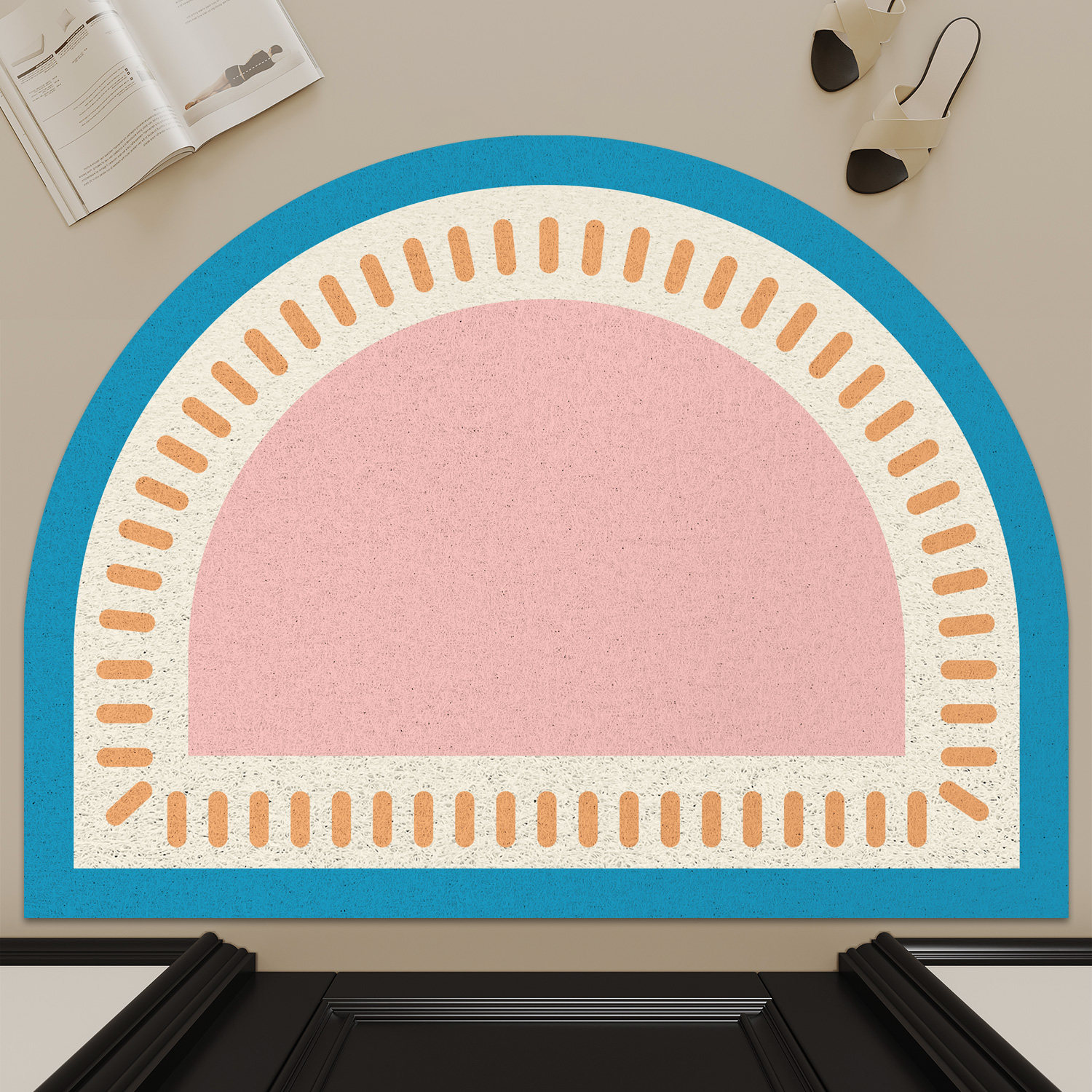 丝圈入户门地垫半圆形多巴胺门口进门脚垫大门口刮沙除尘玄关地毯,淘宝优惠券,粉丝福利购,淘宝优惠卷