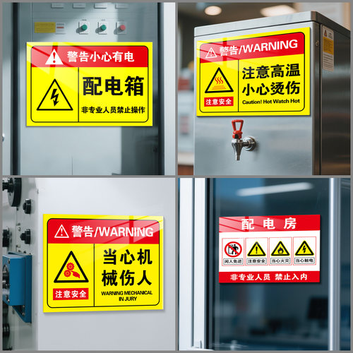 配电箱标识牌有电危险当心触电消防用电小心高压危险警示贴生产车间机械设备非专业人员请勿操作安全提示贴纸 - 图2