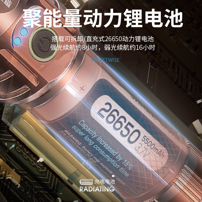 白激光强光充电超亮远射户外超耐用 smilingshark进英手电筒