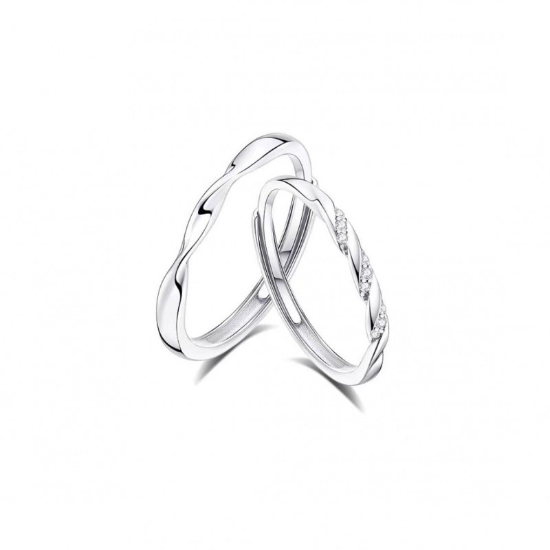 S999 Pure Silver Sansheng III Couple Ring Fashionable and Light