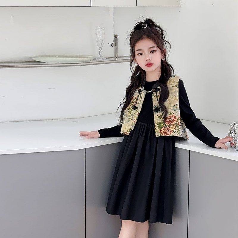 女童连衣裙春秋款儿童洋气中式国风公主裙套装中大童唐装两件套潮,淘宝优惠券,粉丝福利购,淘宝优惠卷