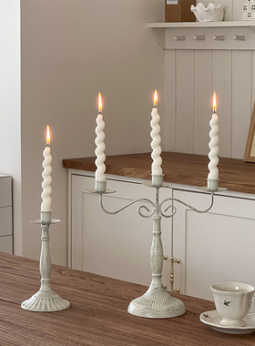 复古欧式铁艺多头烛台客厅餐桌氛围感长蜡烛装饰桌面摆件拍照道具