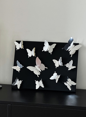 中古风diy蝴蝶装饰画客厅软装电视柜摆台玄关高级感小众挂画摆件