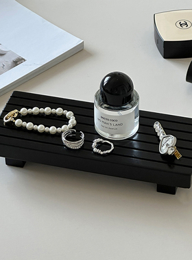 复古原木香薰蜡烛桌面摆件托盘轻奢高级感首饰香水杂物收纳架子