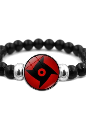 忍者手链男女学生黑色弹力串珠手环宇智波万花筒写轮眼手饰品