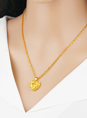 爱心项链镂空金项链女士