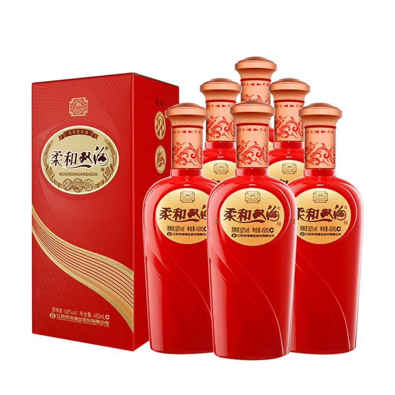 双沟旗舰店柔和双沟红精品52度450ml*6瓶整箱浓香型白酒过节送礼 - 图0