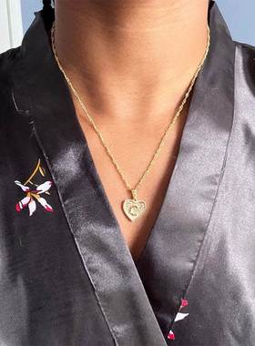 女式项链 Creative Simple Women's Peach Heart Letter Neck