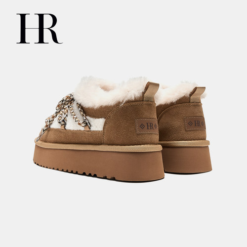 HR赫莲娜鞋子女鞋子2025年冬季新款雪地靴厚底毛绒牛皮保暖毛毛靴 - 图2