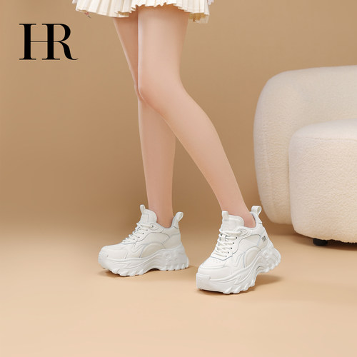 HR赫莲娜老爹鞋2025冬季新款女鞋子厚底百搭休闲加绒内增高小白鞋 - 图1