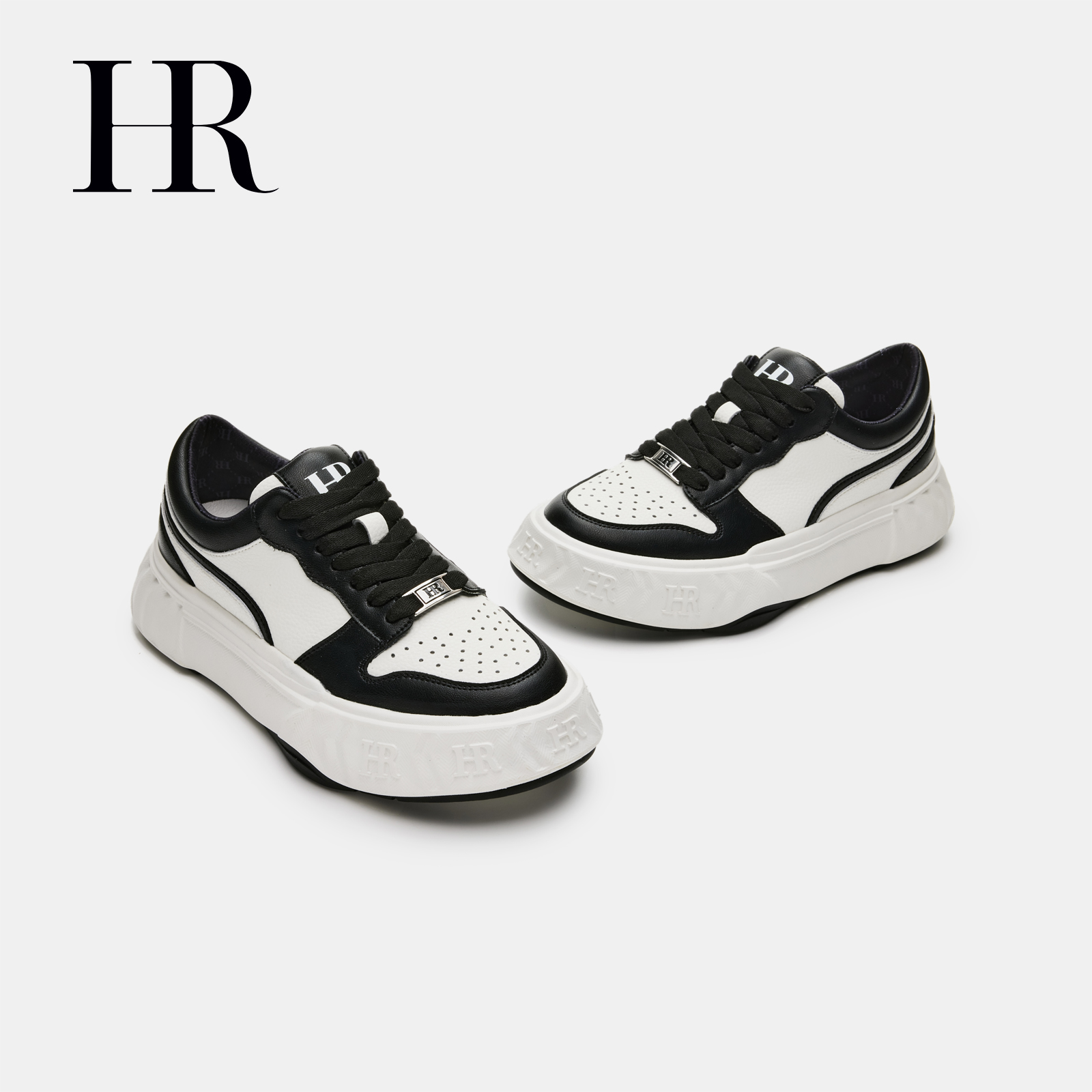 HR赫莲娜板鞋2025年秋季新款时尚休闲鞋厚底黑白个性潮百搭女鞋子 - 图1
