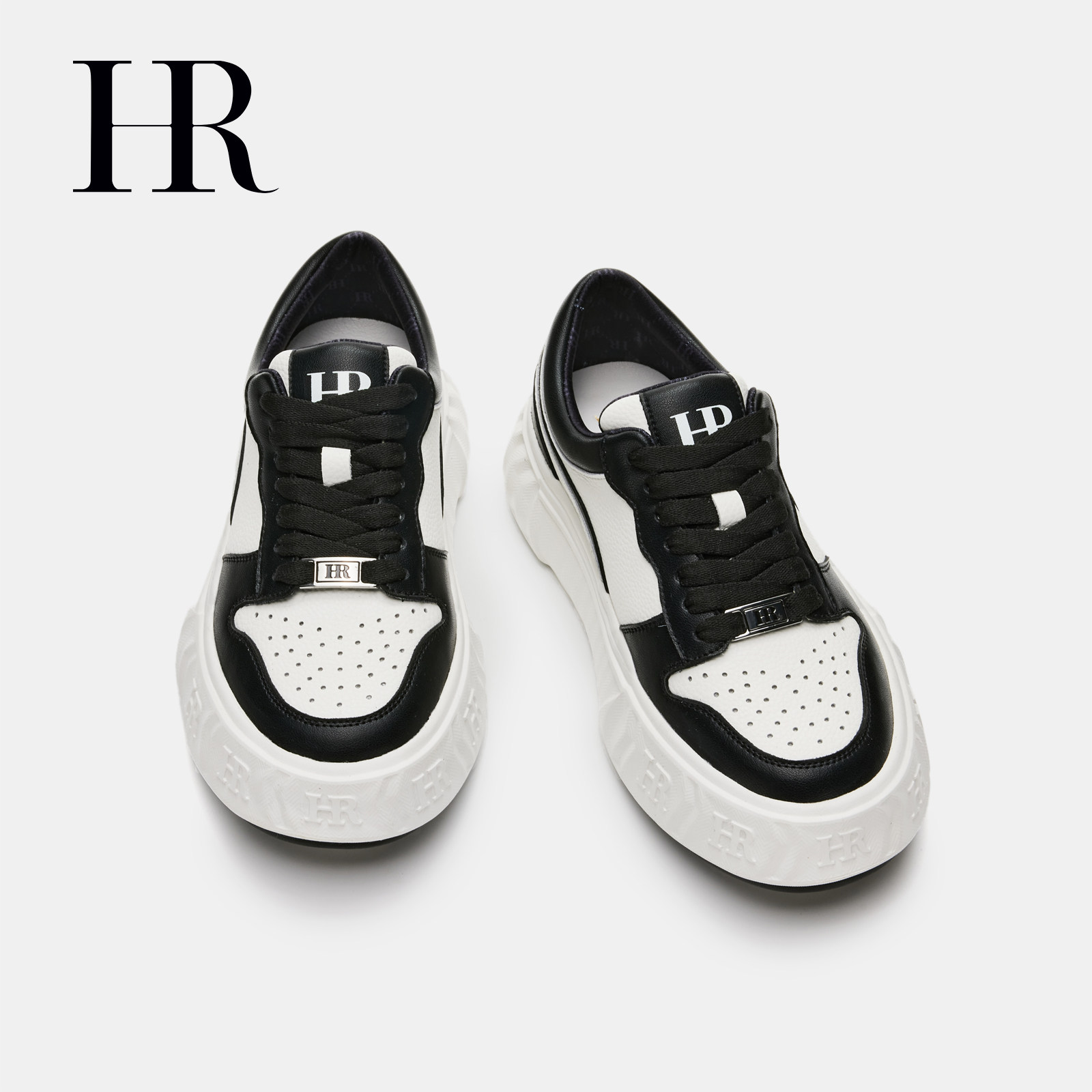 HR赫莲娜板鞋2025年秋季新款时尚休闲鞋厚底黑白个性潮百搭女鞋子 - 图3