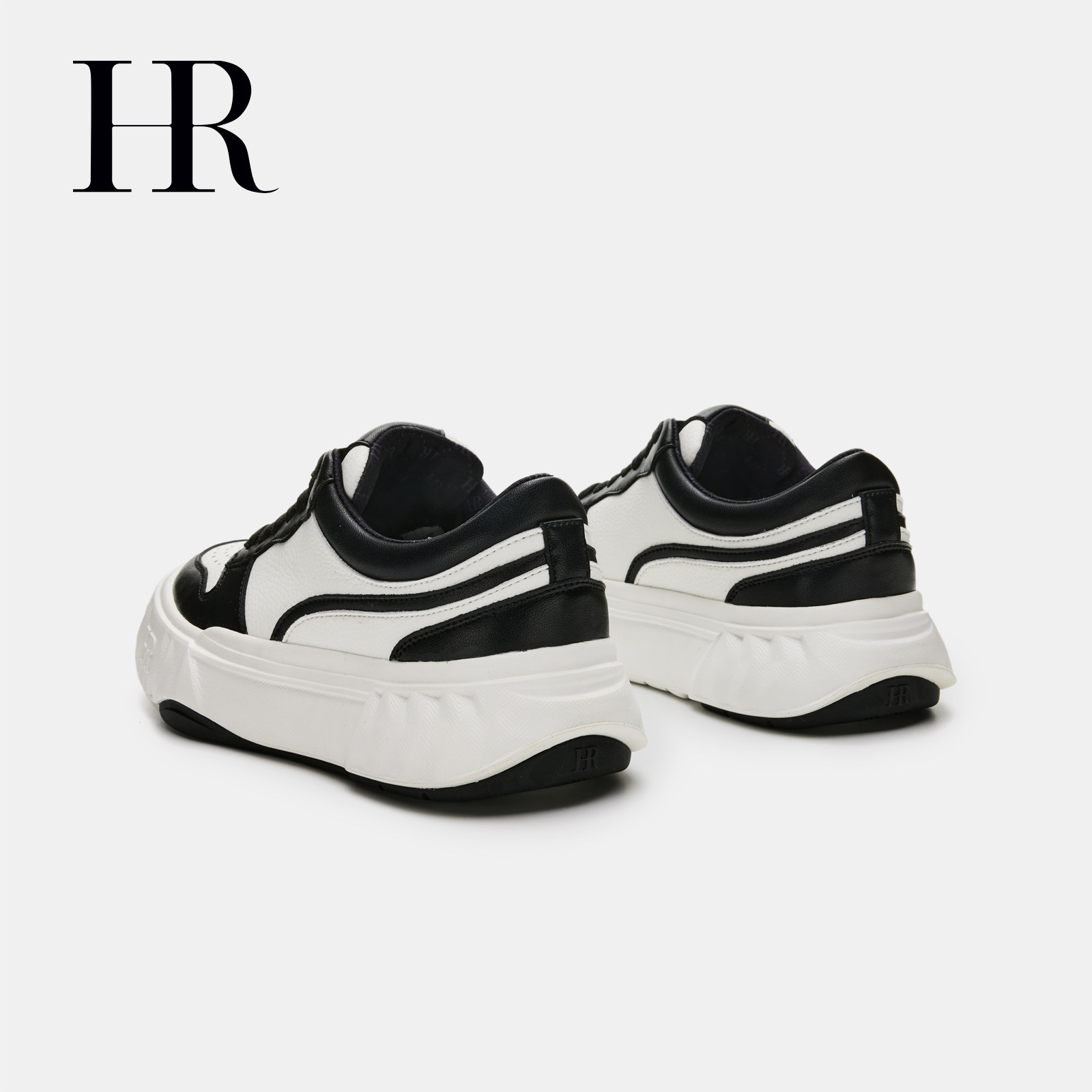 HR赫莲娜板鞋2025年秋季新款时尚休闲鞋厚底黑白个性潮百搭女鞋子 - 图2