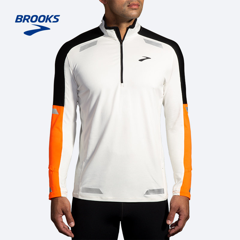 BROOKS布鲁克斯跑步吸湿排汗运动上衣女T恤半拉链套头反光,淘宝优惠券,粉丝福利购,淘宝优惠卷