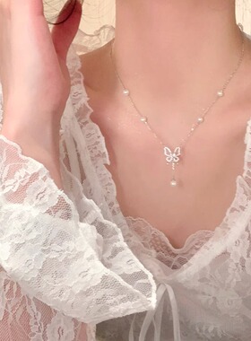 蝴蝶仿珍珠项链女2025新爆款颈链