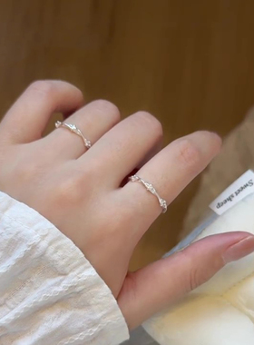 爆闪四芒星素圈戒指女轻奢高级感