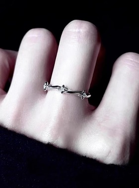 细闪四芒星戒指女小众设计食指戒