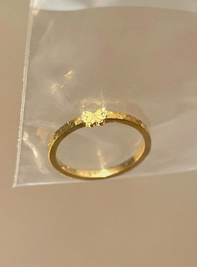 蝴蝶素圈戒指女小众设计轻奢高级