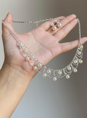 镂空流苏仿珍珠项链女高级感配饰