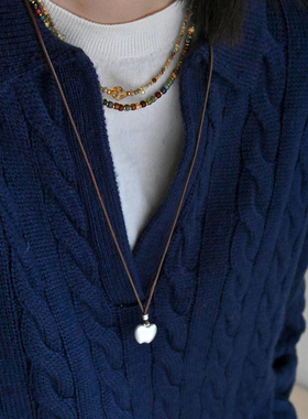 圣诞平安果毛衣项链女款2025新款