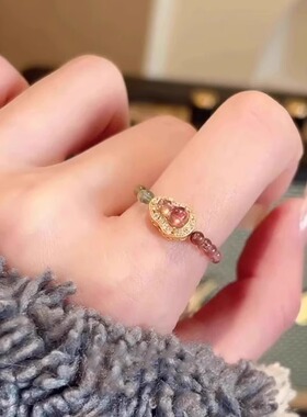 多巴胺彩珠葫芦戒指女小众设计感