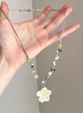 森系小清新花朵串珠项链夏日颈链