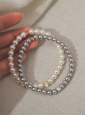 小米珠仿珍珠手链女轻奢小众精致