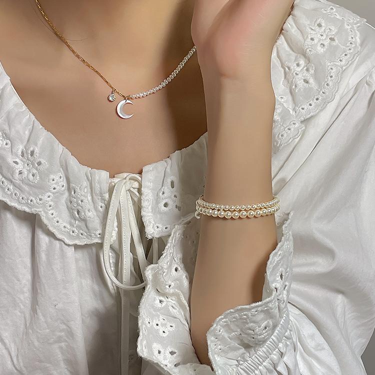 小米珠仿珍珠手链女轻奢小众精致2025新款叠戴高颜值手串闺蜜手饰 - 图1