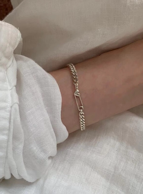 清冷感爱心别针手链女款古巴链