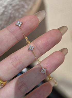 银色四叶草手链女款2026新款手饰