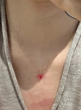 樱桃红小爱心项链女款极细锁骨链