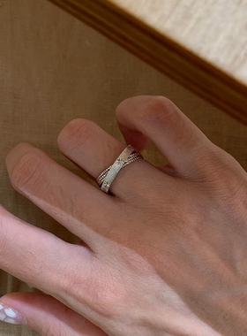 星芒双环戒指女小众设计复古指环