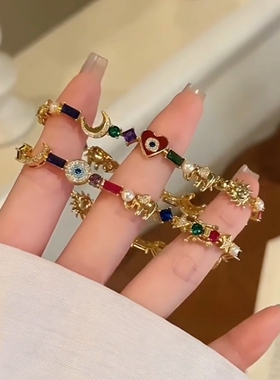 半月爱心多彩手链女轻奢小众手饰