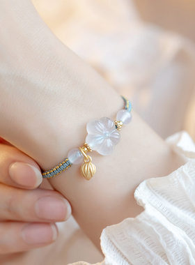 清冷感冰透花朵手链女款手绳手串