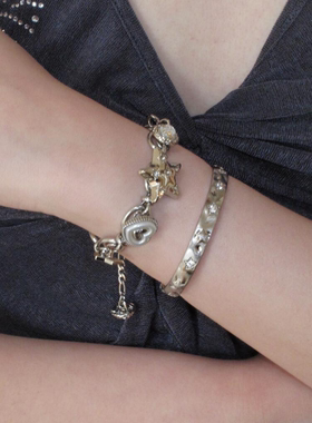 爱心星星手链朋克风肌理感手镯女