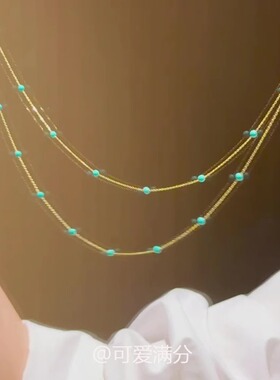 绿色串珠满天星项链女新款锁骨链