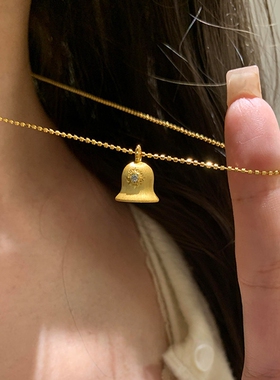 爆闪拉丝铃铛吊坠项链女轻奢小众