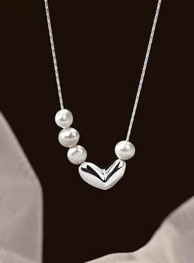 爱心吊坠仿珍珠项链女2025新爆款