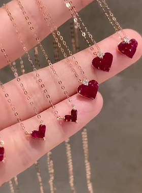 红色爱心吊坠项链女款2025新款