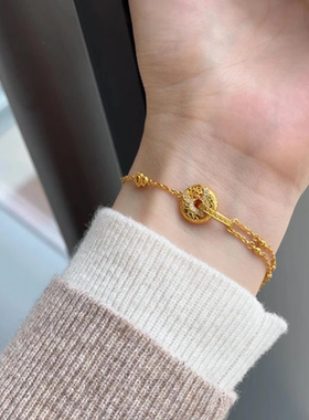 新中式金色平安扣手链女款宫廷风