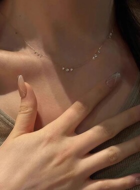 细闪水滴流苏项链女清冷感锁骨链
