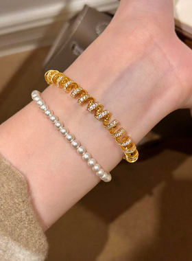 爆闪电话线手链女款重工叠戴手饰