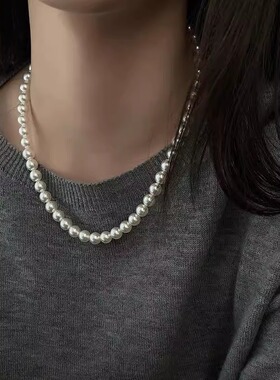 小米珠仿珍珠项链女新款轻奢小众