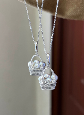 财篮子仿珍珠吊坠项链女2025新款