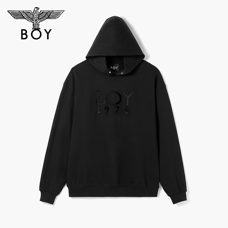 BOYLONDON春季男女同款简约立体logo潮酷连帽套头长袖卫衣N04801 - 图3