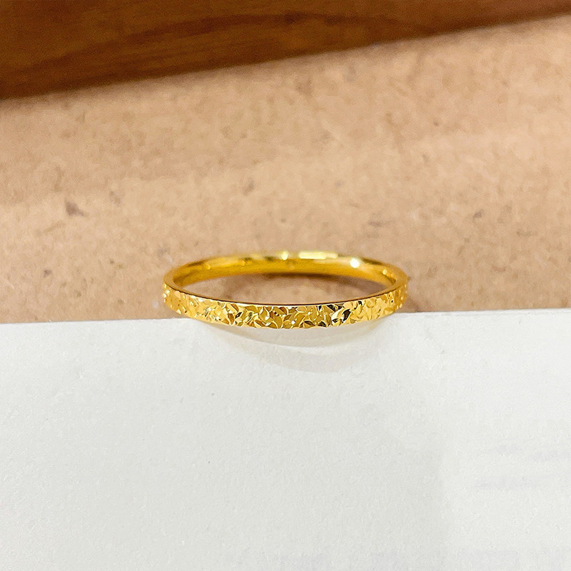Chinese pure gold hollow solid mouth crushed ice ring new style birthday holiday gift recommendation
